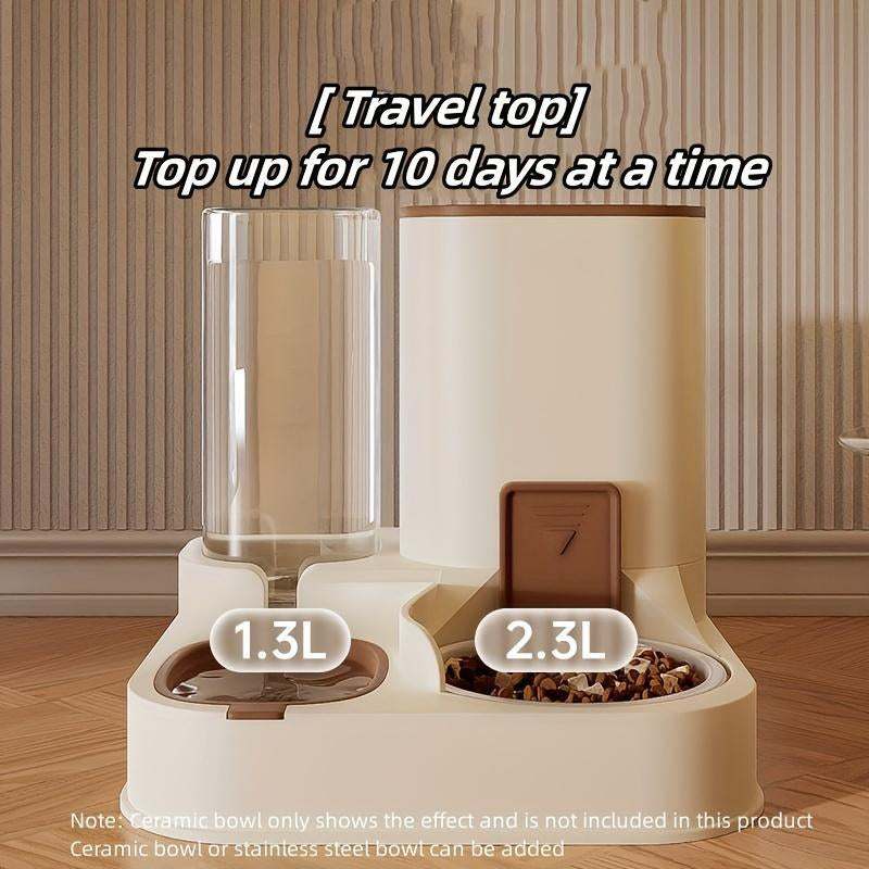 Pet Food and Water Dispenser, 2-in-1 Automatic Feeder with Large Capacity for Dogs and Cats, Ideal Gift for Pet Lovers