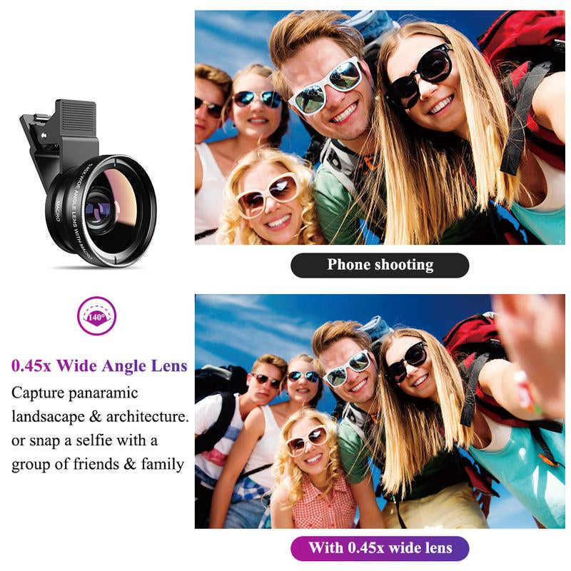 【Dealsforyoudays】Apexel 2-In-1 Phone Macro Lens for Vlogging: 140° Ultra Wide & Macro Clip - Portable HD Kit for Iphone Android Content Creators! Vlogging Camera Smartphone Cellphone