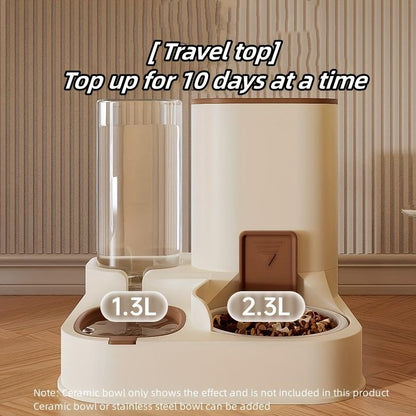 Pet Food and Water Dispenser, 2-in-1 Automatic Feeder with Large Capacity for Dogs and Cats, Ideal Gift for Pet Lovers