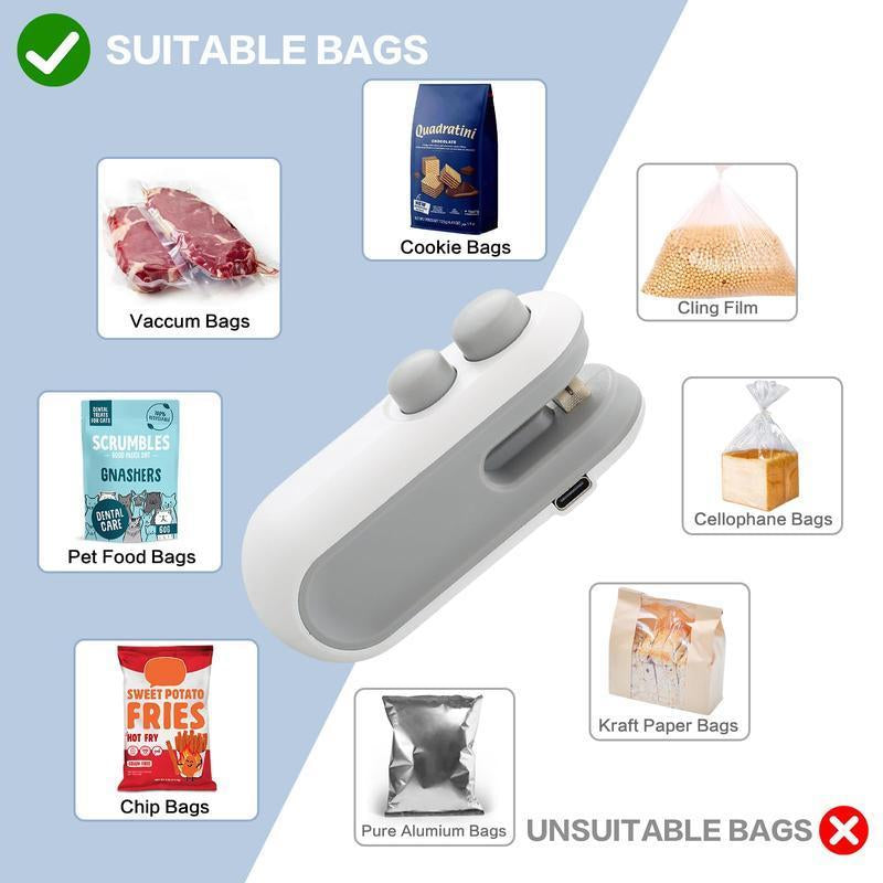 2-in-1 Mini Bag Sealer & Cutter with Magnet - Must-Have Tool for Freshness and Convenience!
