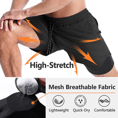 Elevate Your Workout with Aolesy Men's 2-in-1 Quick-Dry Running Shorts - Lightweight Athletic Shorts with Pockets for Ultimate Comfort and Performance